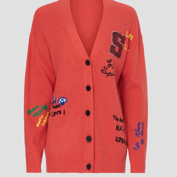 Scotch & Soda Sweaters - Scotch & Soda Varsity Embroidered Cardigan, M